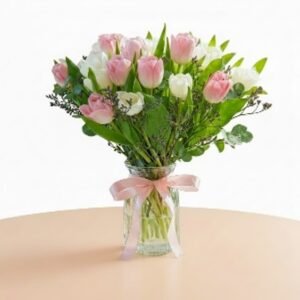 Elegant Pink and White Tulip