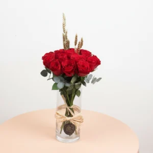 Classic red rose vase arrangement