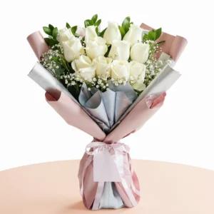 Pristine white roses BOUQUET