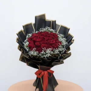 Classic Red Roses in Black Wrapping